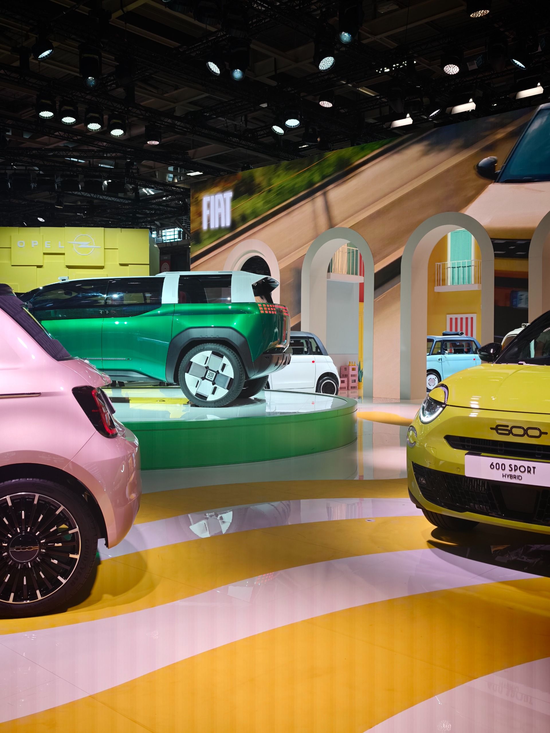 Fiat's stand was a celebration of the Italian city square