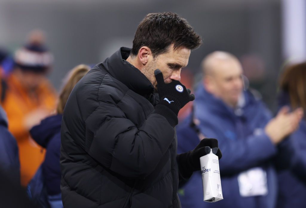 Gareth Taylor, Manager of of Manchester City looks on during the Barclays Women&#039;s Super League match between Manchester City and Liverpool at Joie Stadium on February 16, 2025 in Manchester, England. 