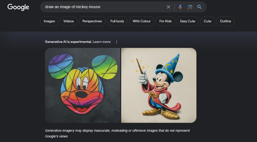 Mickey Mouse Generated by Google SGE