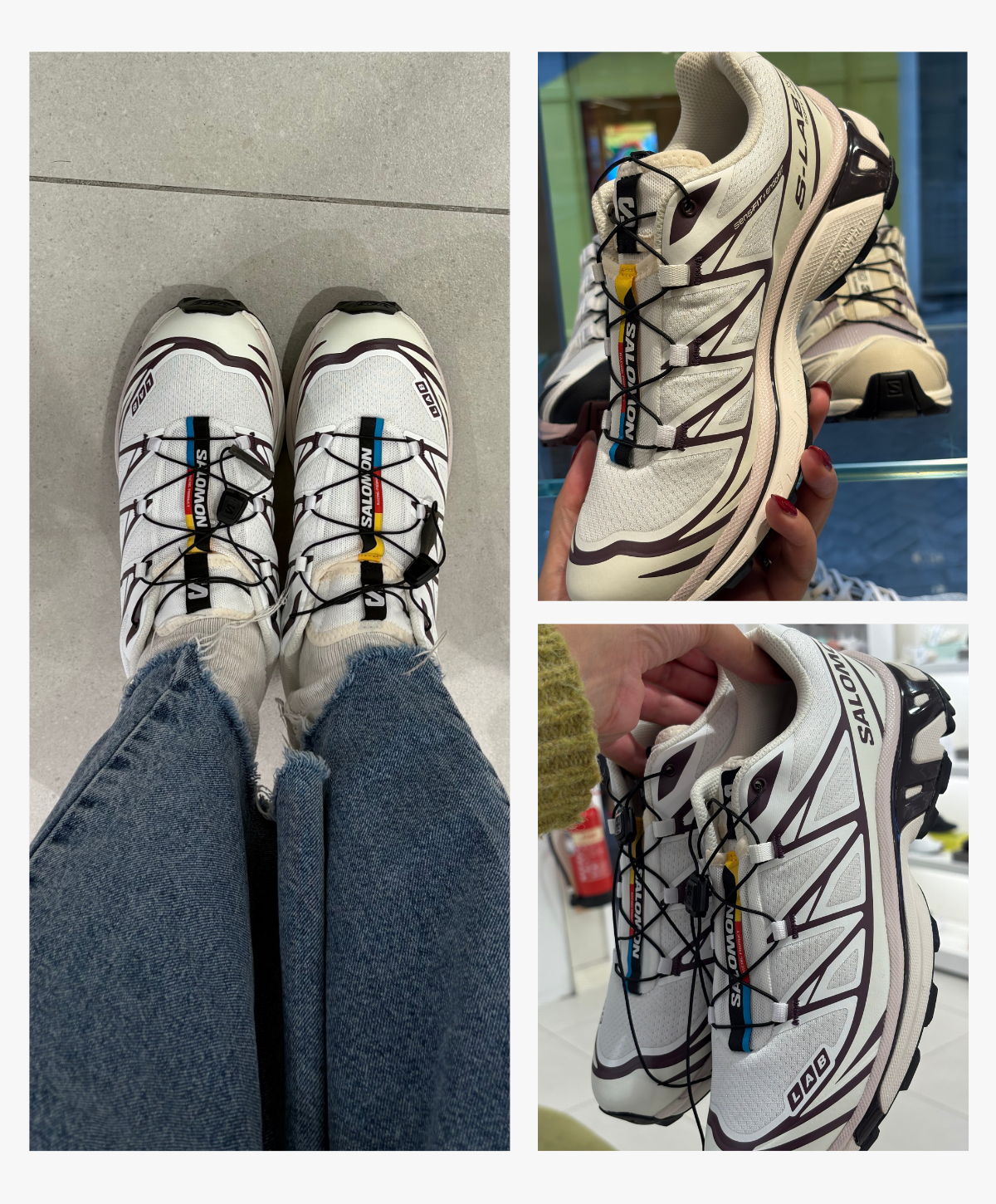 Who What Wear Fashion editor Imani-Nia Francis-Tsolakis wears autumn 2025 trending trainers try on. She wears the Salomon XT 6 GTX