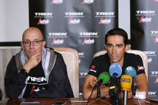 Alberto Contador alongside his press officer in 2017