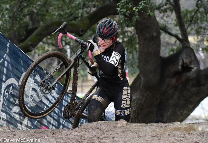 Women's collegiate racing at USA Cycling Cyclo-cross National Championships in Austin, Texas.