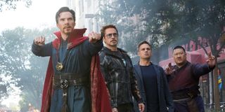 Robert Downey Jr. Mark Ruffalo, Benedict Cumberbatch, and Benedict Wong in Avengers: Infinity War