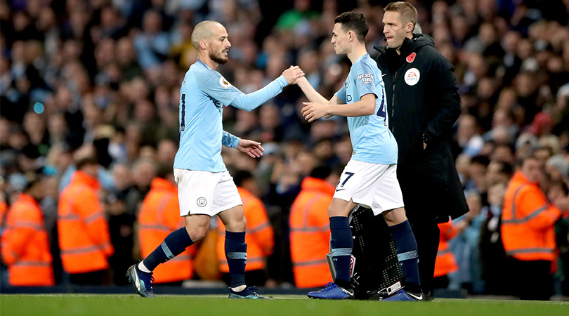 David Silva replaced by Phil Foden