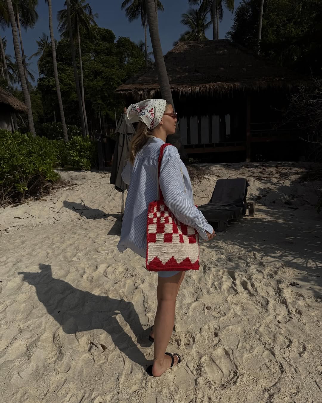 Hollie wearing polka dot scarf