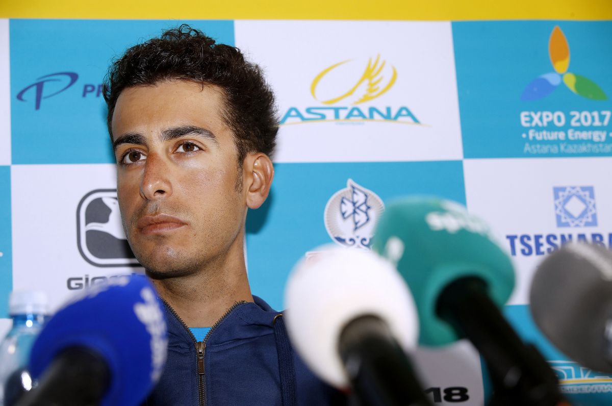 Fabio Aru taking in the press conference