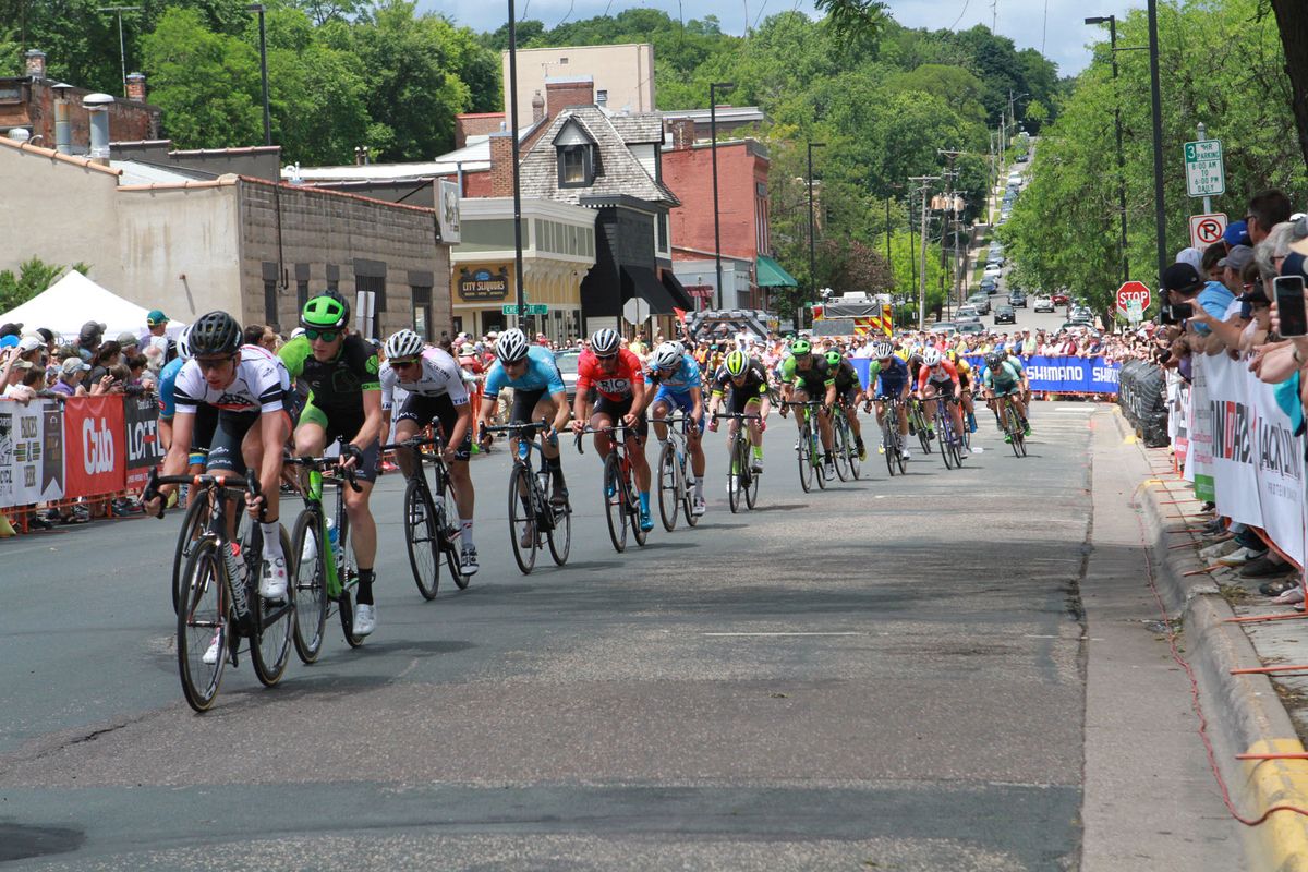 The peloton in action during stage 6 at North Star Grand prix