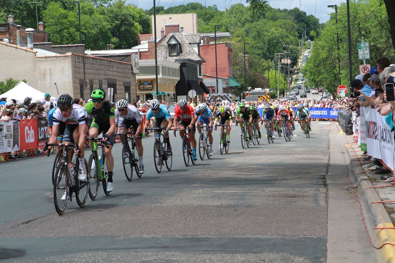 The peloton in action during stage 6 at North Star Grand prix