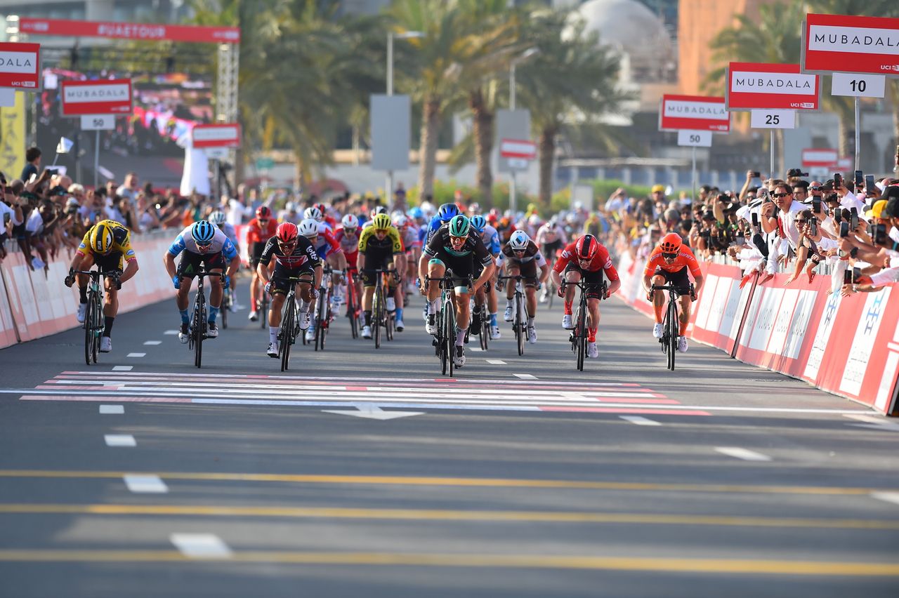 It was a hectic sprint but Pascal Ackermann (Bora-Hansgrohe) won it