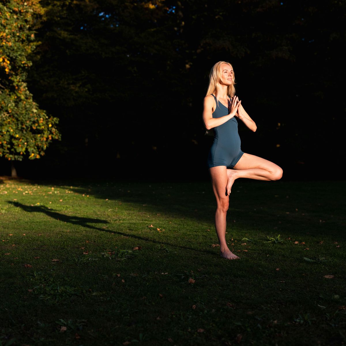 Woman meditating in the garden