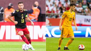Composite image of Eden Hazard and Dylan Levitt ahead of Belgium vs Wales