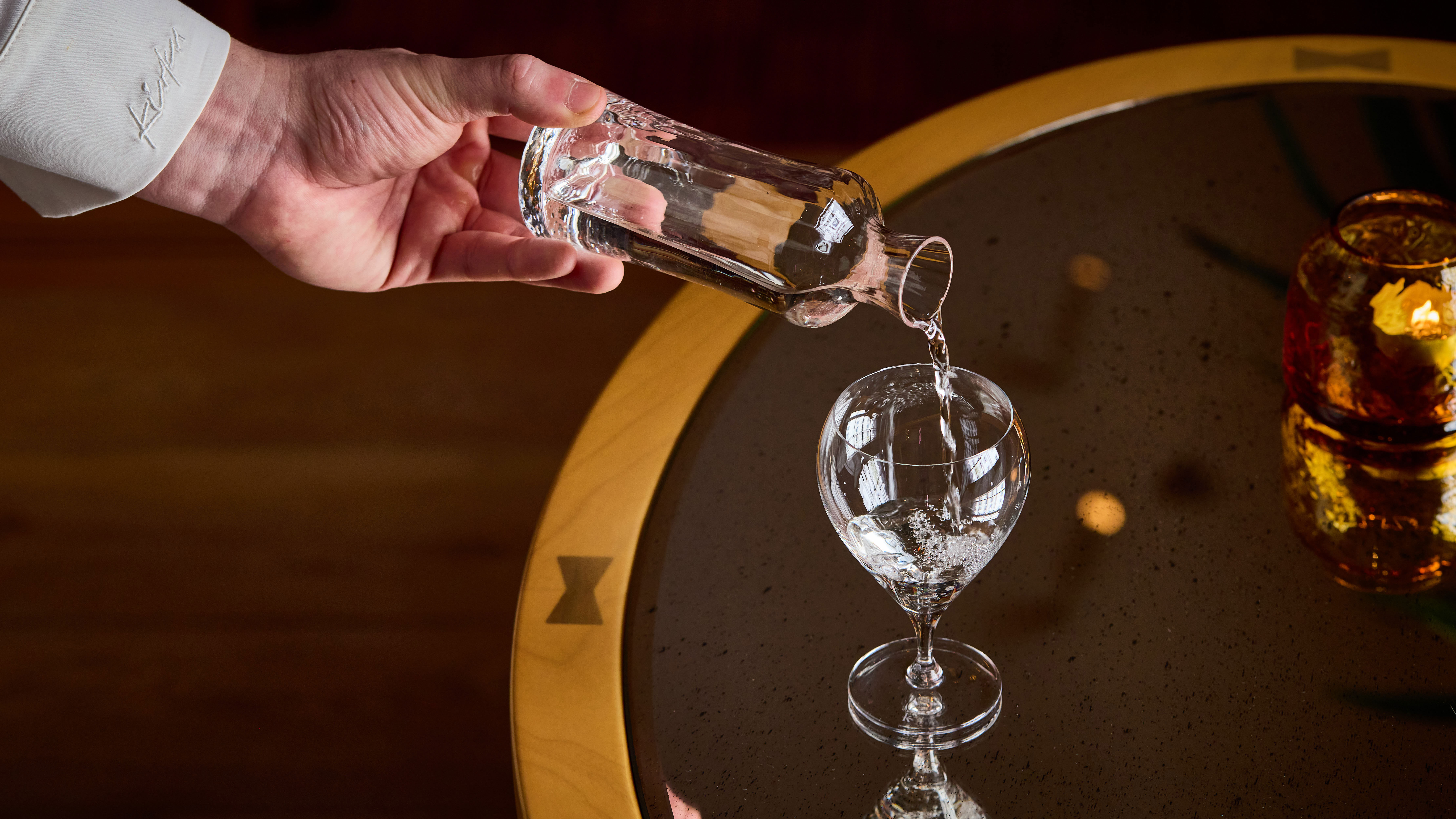 Pouring sake at Kioku Sake Bar