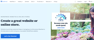 screenshot of bluehost website builder homepage 