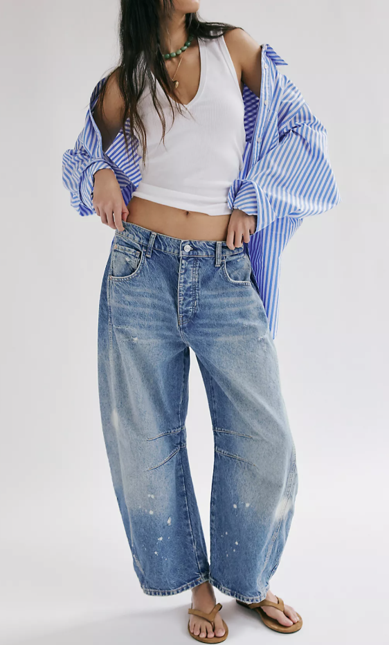 We the Free Good Luck Mid-Rise Barrel Jeans