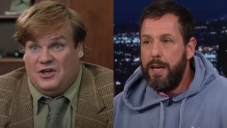 Chris Farley in Tommy Boy and Adam Sandler on The tonight Show