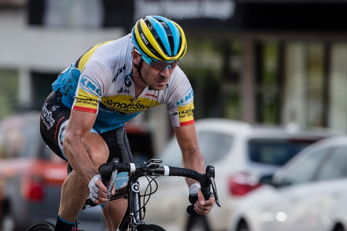 Jure Kocjan (SmartStop) stays towards the front of the race.