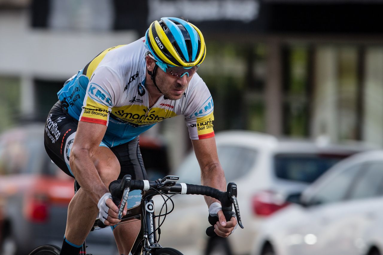 Jure Kocjan (SmartStop) stays towards the front of the race.