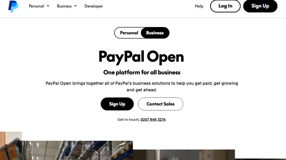 Website screenshot of PayPal (March, 2026)