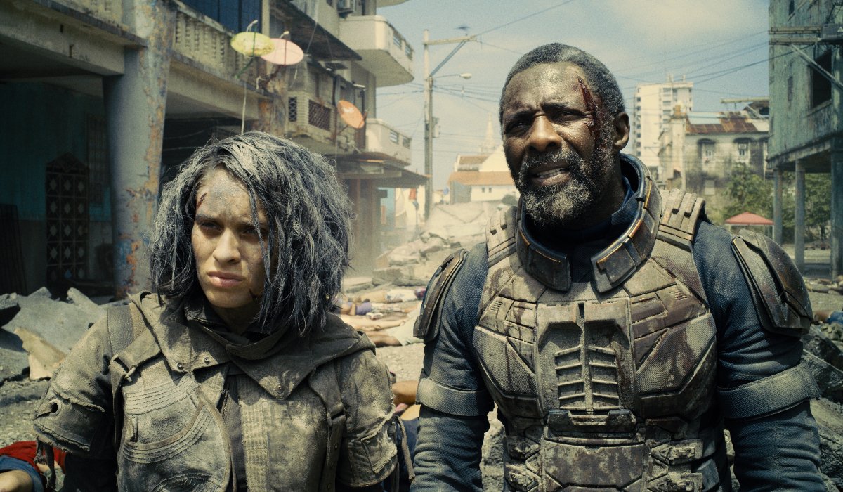 Ratcatcher-2 and Bloodsport standing in the rubble in The Suicide Squad.