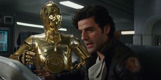 C-3PO and Poe Dameron in Star Wars: The Last Jedi