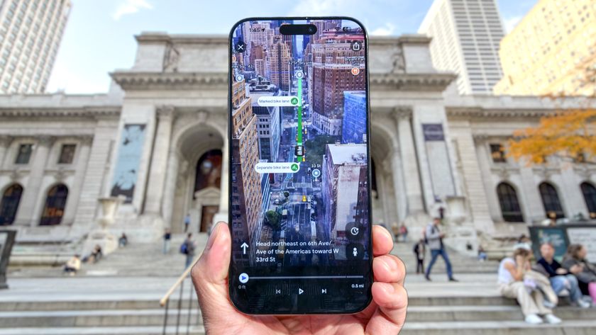 iPhone showing Google Maps Immersive View.