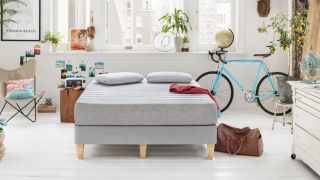 Leesa mattress sales and discount codes: the Leesa Original placed on a grey fabric base