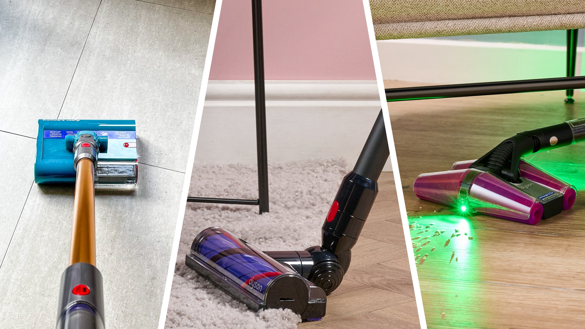 Three different Dyson vacuums