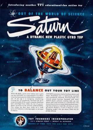 Saturn plastic gyro top as seen in the new Taschen book from Toys. 100 Hundred Years of All-American toy advertising