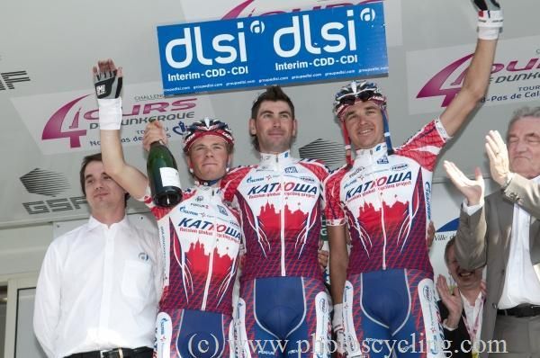 Katusha celebrates its successful first stage