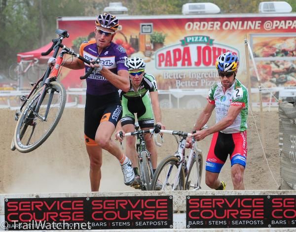 Ryan Trebon (Kona) leades over the barriers