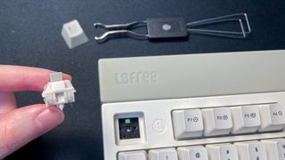 The switches on the Lofree Block retro mechanical keyboard