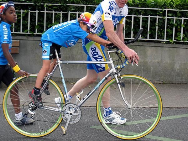 A big bike, little guy!
