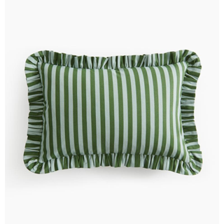 Ruffle-Trimmed Cotton Cushion Cover