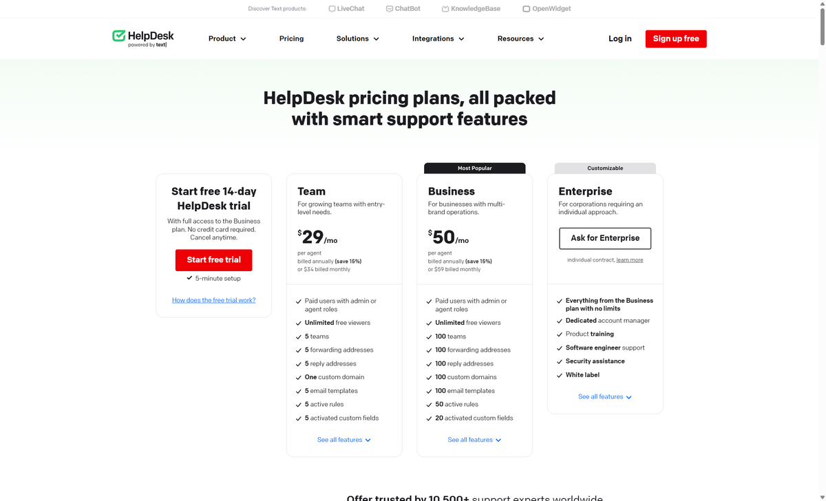 HelpDesk pricing