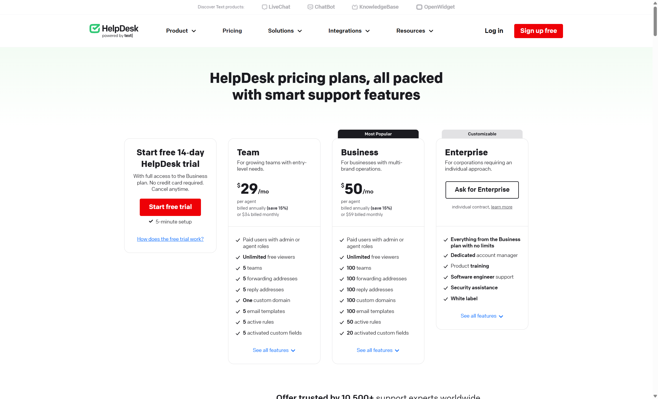 HelpDesk pricing