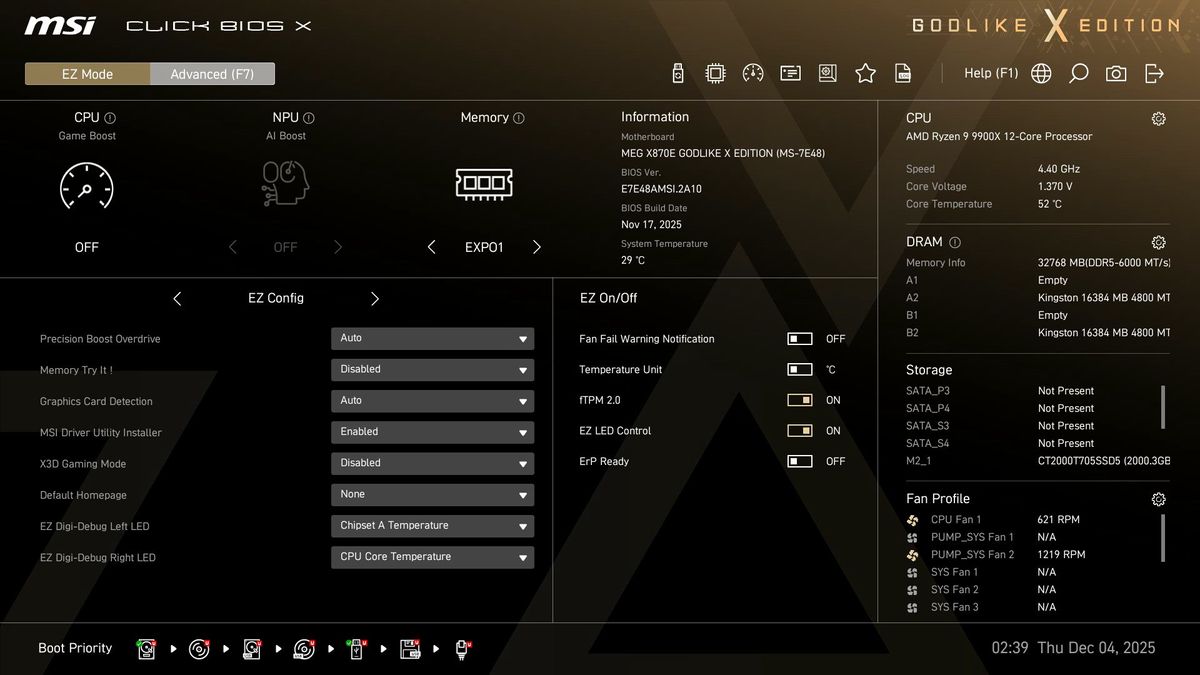 MSI X870E Godlike X - BIOS