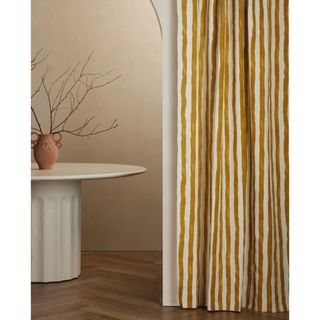 Painterly Stripe Linen Curtain Panel