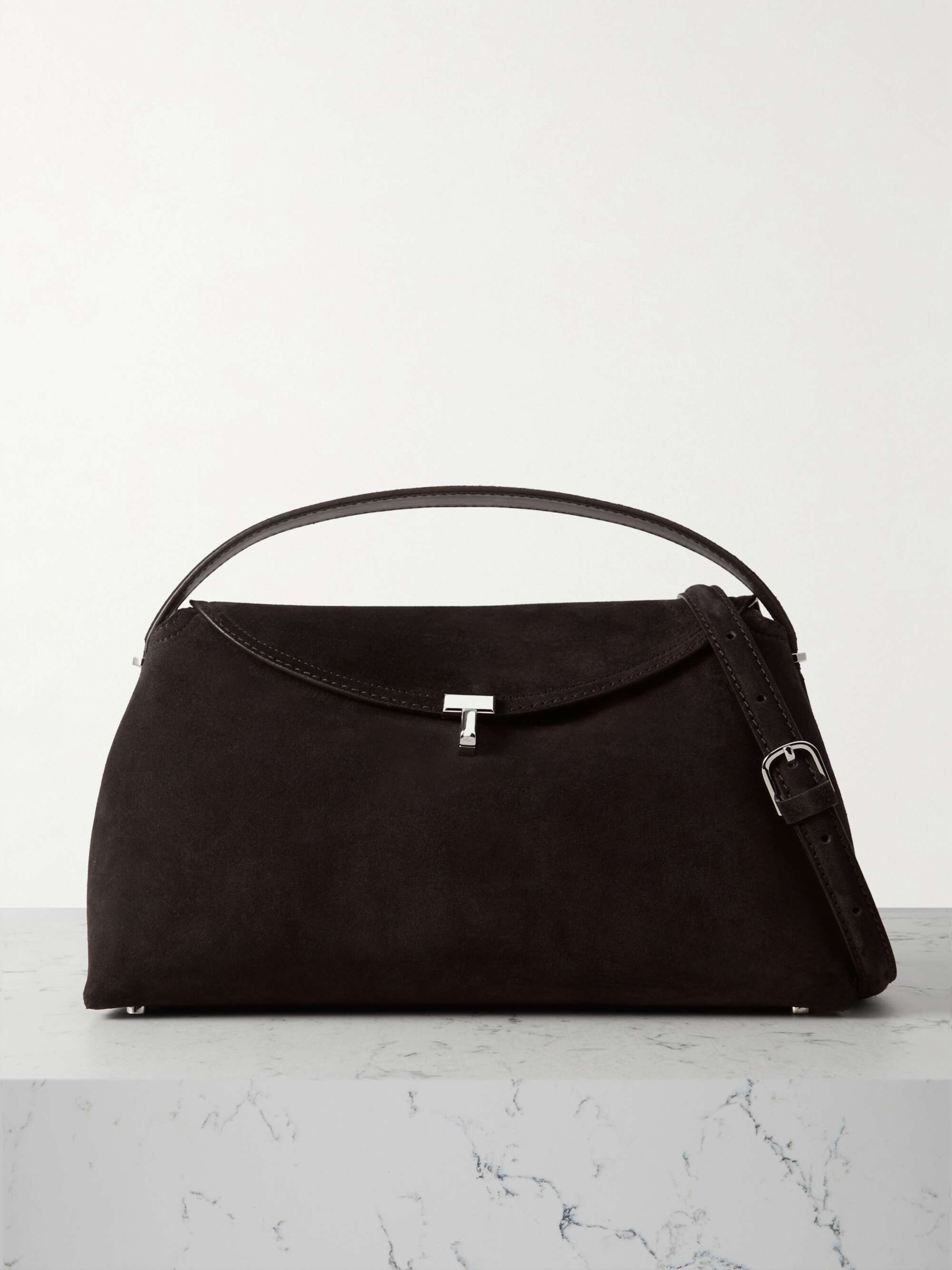 T-Lock Suede Shoulder Bag