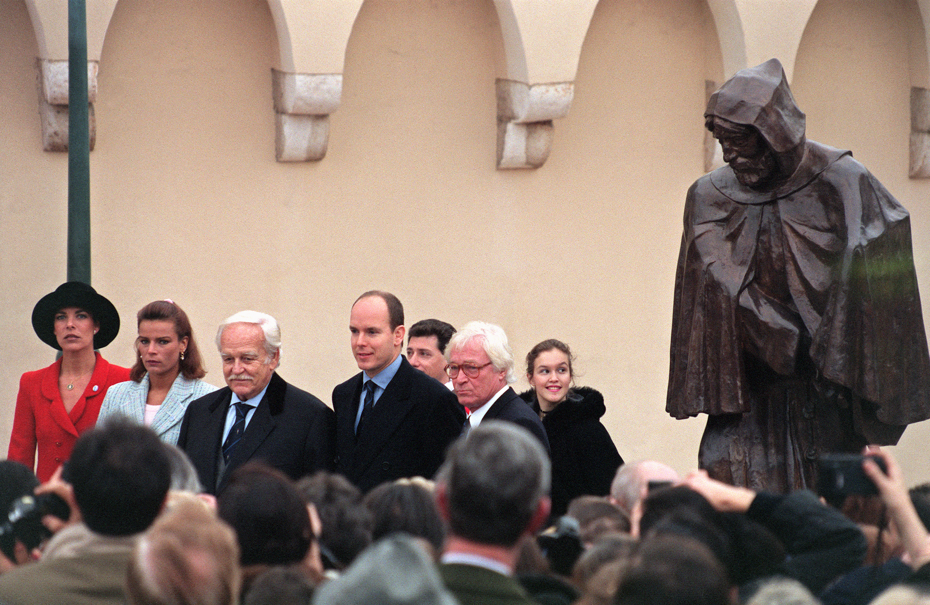 Prince Rainier, Princess Caroline, Princess St&amp;eacute;phanie and Crown Prince Albert, unveil a statue by Dutch sculptor Kees Verkade, representing a Grimaldi ancestor