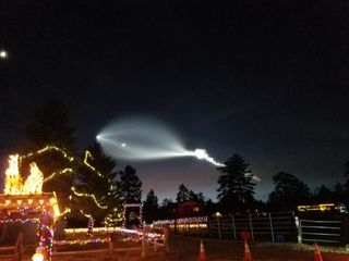 Jennifer Garrison captured this view of SpaceX's Falcon 9 rocket launch on Dec. 22, 2017 from Big Bear, California.