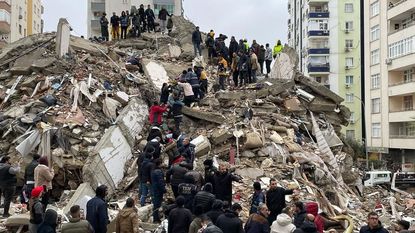 Collapsed building in Adana, Turkey