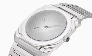 silver reflective watch