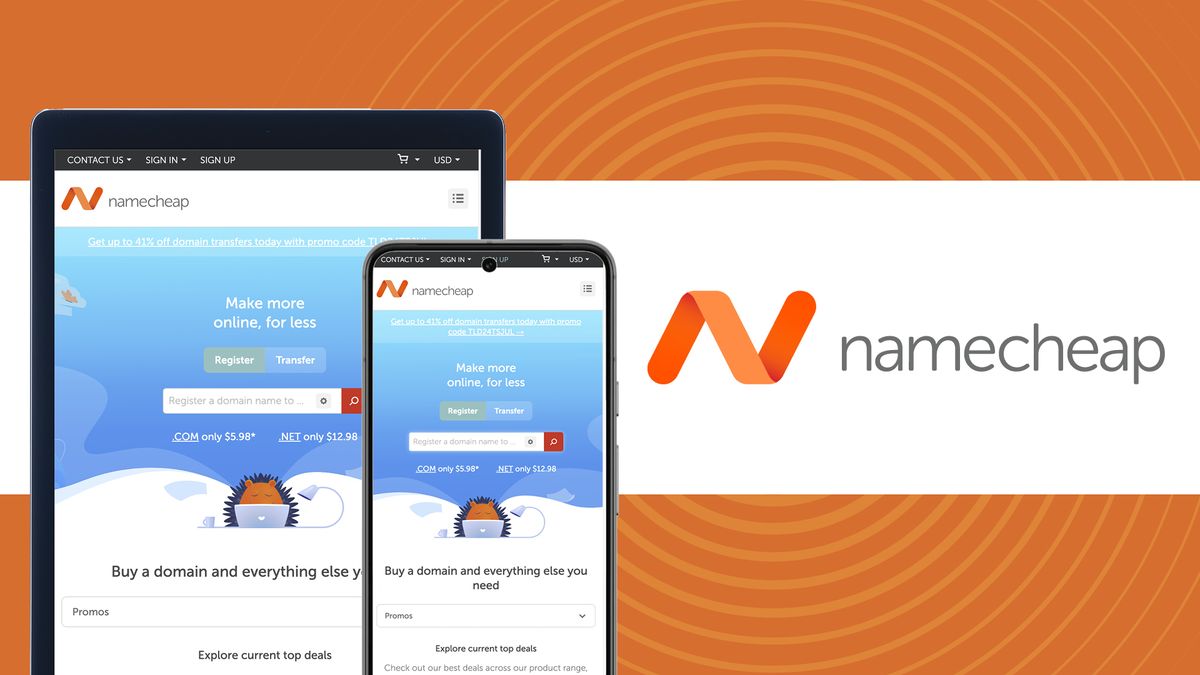 Namecheap on a TechRadar background