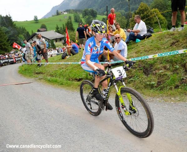 Irina Kalentieva (Russian Federation) rode in fourth most of the day.