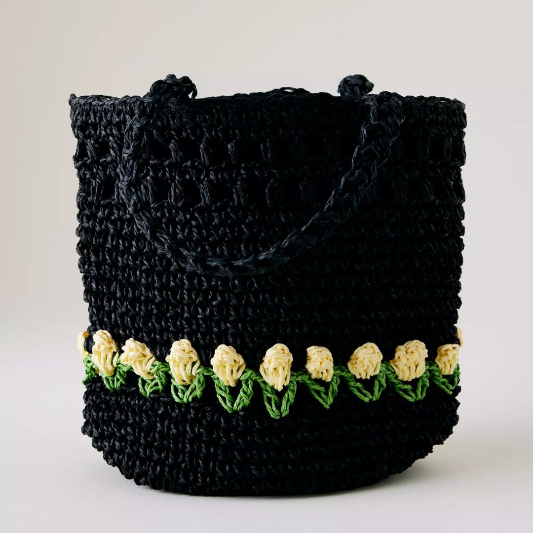 Damson Madder Raffia Tulip Bag