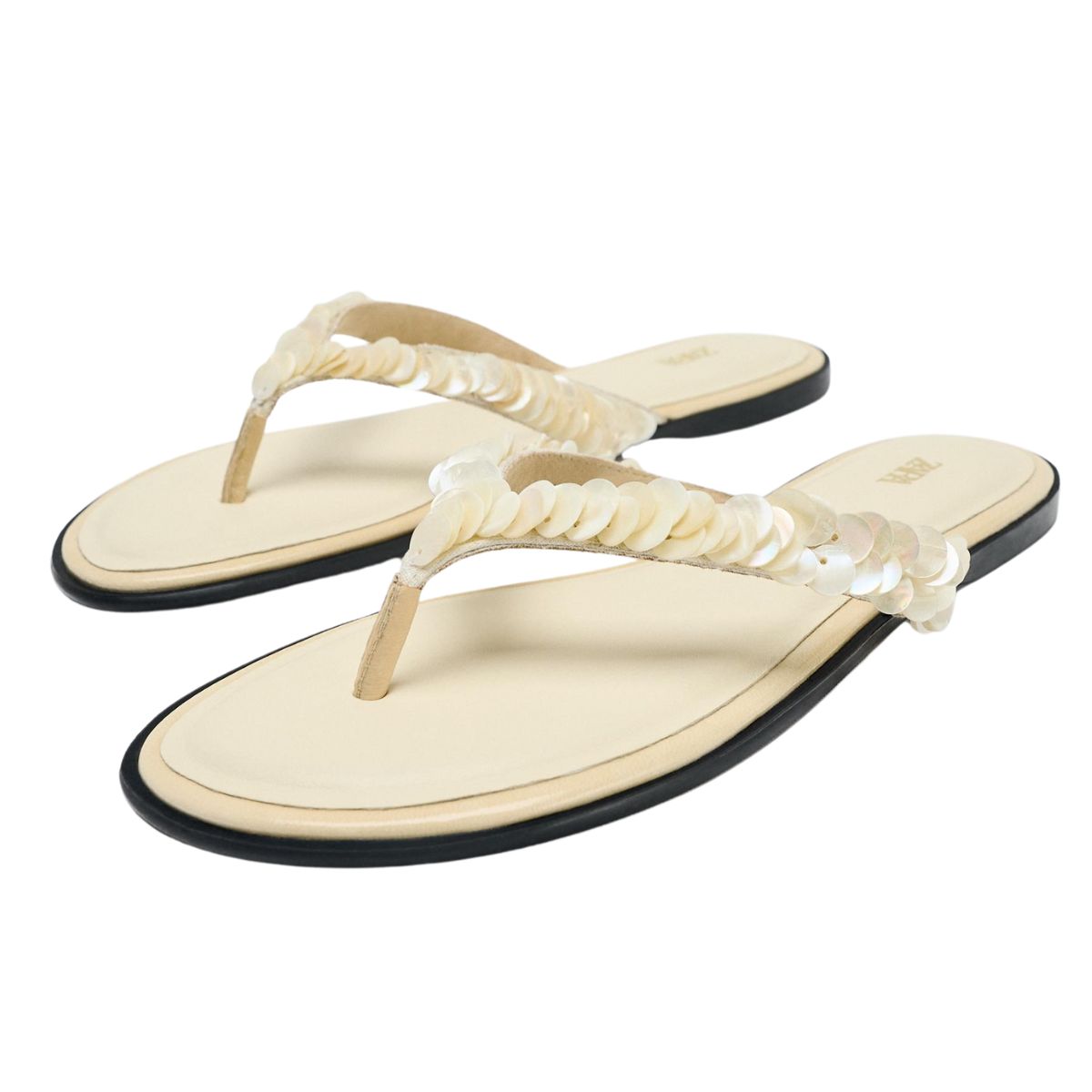 zara beaded flip flops