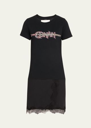 Reconstituted Jersey Lace T-Shirt Mini-Dress
