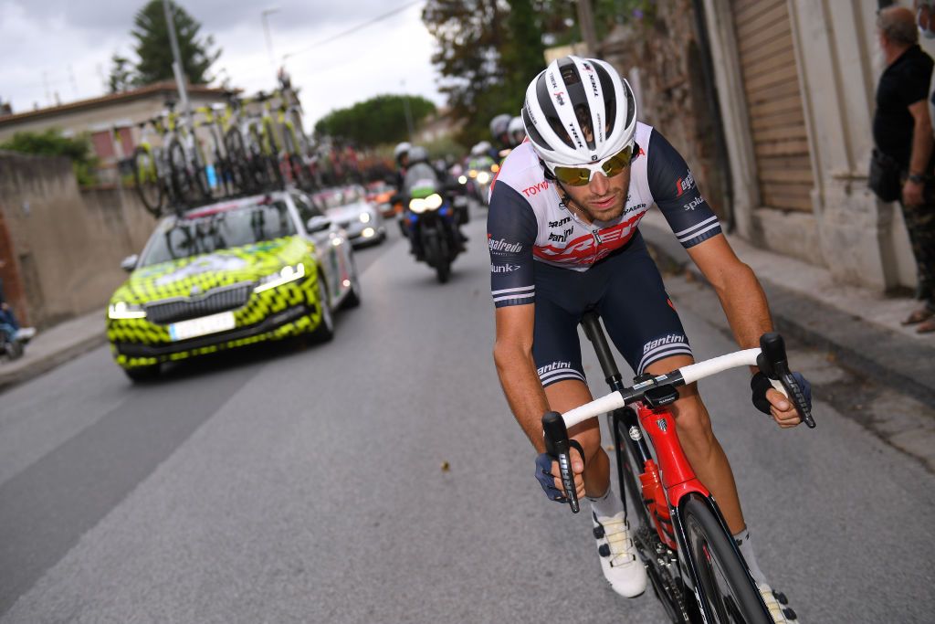 VILLAFRANCA TIRRENA ITALY OCTOBER 06 Antonio Nibali of Italy and Team Trek Segafredo during the 103rd Giro dItalia 2020 Stage 4 a 140km stage from Catania to Villafranca Tirrena girodiitalia Giro on October 06 2020 in Villafranca Tirrena Italy Photo by Tim de WaeleGetty Images