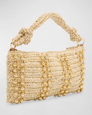 Hera Nano Studded Raffia Shoulder Bag