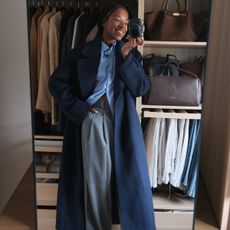 Taffy wearing the COS Twill Tailored Trousers.